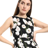 Floral Print Midi Dress With Waist Cut - Merch
