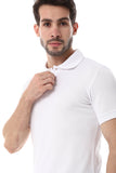 Pattern Turn Down Collar Polo Shirt - White Rabbit