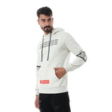 Hooded Neck Kangaroo Pocket Hoodie (107) - White Rabbit