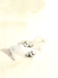 Octahedron White/Silver  Earrings - Trio Earrings