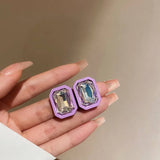 Square Crystal Earring - Fluffy