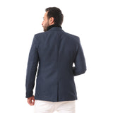 Birdseye Notched Collar Buttoned Blazer - White Rabbit