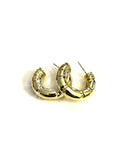 Textured  Gold Hoops - Trio Earrings