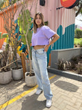 Oversized Cropped Cotton T-shirt - Cozy