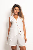 Twisted Vest Linen Set - Leocansa