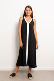 Two Tone V-neck Slip Maxi Dress - Leocansa