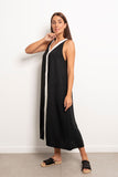 Two Tone V-neck Slip Maxi Dress - Leocansa