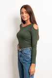 Long Sleeves Shoulder Cutout Top - Mitcha Label