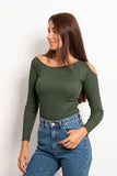 Long Sleeves Shoulder Cutout Top - Mitcha Label