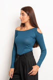 Long Sleeves Shoulder Cutout Top - Mitcha Label