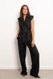 Belted Linen Vest Set - Amaze