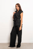 Belted Linen Vest Set - Amaze