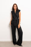 Belted Linen Vest Set - Amaze