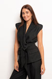 Belted Linen Vest Set - Amaze