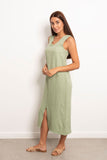 V-Neck Linen Basic Dress - Viva