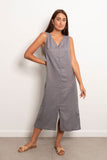 V-Neck Linen Basic Dress - Viva