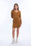 V-Neck Wool Short Dress - Viva