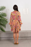 Long Sleeves Printed Dress - Mitcha Label