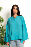Loose Buttoned Up Blouse - Azul