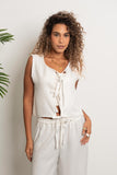 Tie Front Linen Top - Mitcha Label