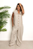 Linen Jumpsuit With Buttons - Zola