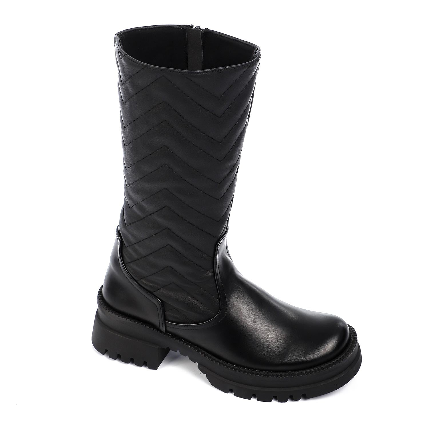 Mr Joe Quilted Leather Zipper Mid Calf Boots