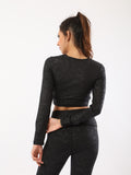 Fit Freak Black Camo Long Sleeve Crop Top For Women-15853