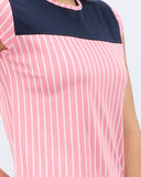 Striped Cap Sleeves Round Neck T-Shirt - Kady