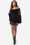 Velvet Top with Sequins Women Blouses Mays Fashion Medium Black 