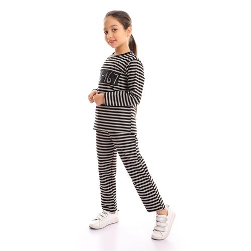 Kids Striped Top And Pants Slip On Tracksuit