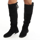 Mr Joe Back Lace Suede Over The Knees Boot