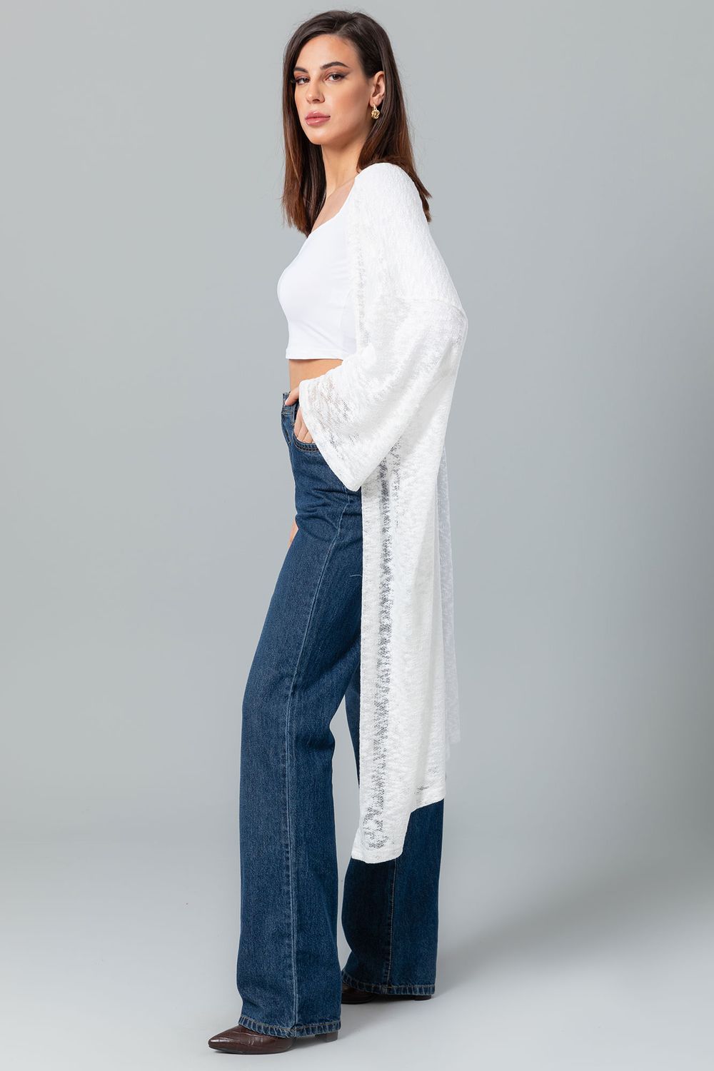 Knitted Slip On Open Neckline Loose cover up