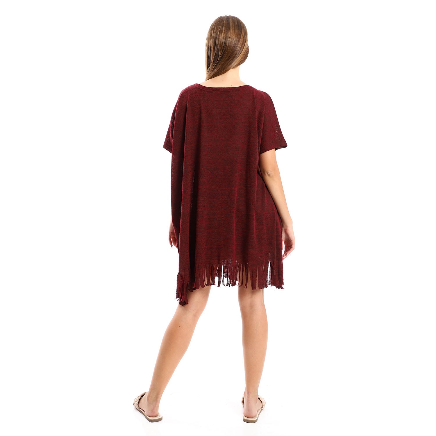 Solid Pattern Cover Up With Decorated Fringes