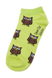 Owl Socks Women Socks Save Our Socks Green 