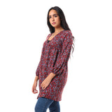 Floral V-Neck Full Sleeves Blouse - Kady