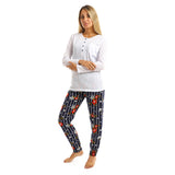 Pajama Plain Long Sleeves Top With Pocket - Kady