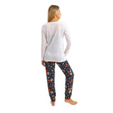 pyjama plain long sleeves top with pocket with printed pants