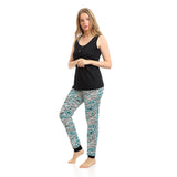 Solid Sleeveless Top & Zebra Pants Pajama Set