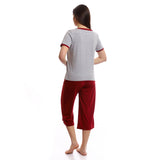 Bi Tone Comfy Pantacourt Pajama Set - Kady