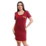 Deep Round Neck Comfy Sleepshirt With Lace Detailing