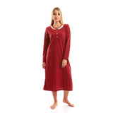 Floral Neck Comfy Long Sleeve Nightgown - Kady