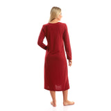 Floral Neck Comfy Long Sleeve Nightgown - Kady