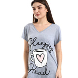Cap Sleeves Printed Sleepshirt (4894) - Kady