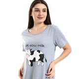 Kady Chest Cow Printed Comfy Sleepshirt (4895)