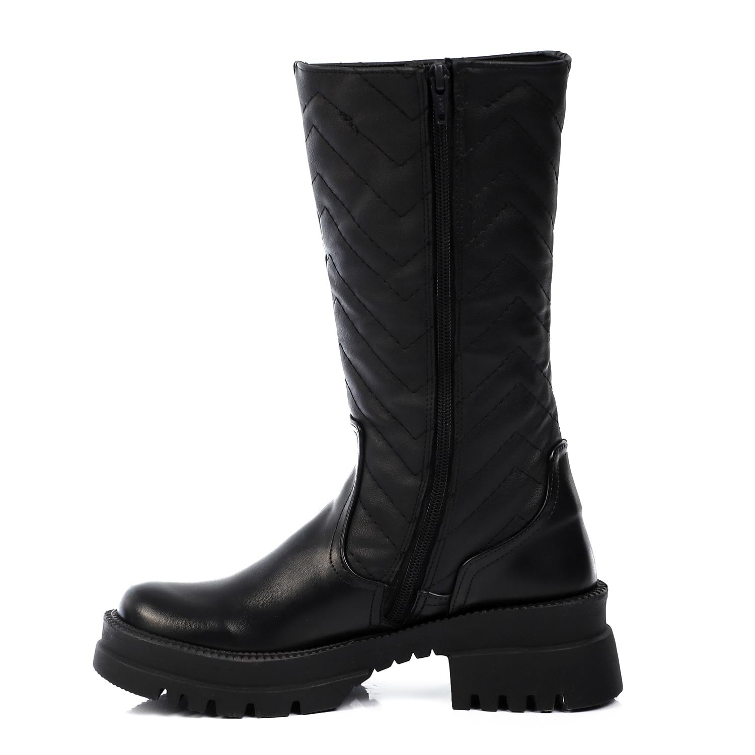 Mr Joe Quilted Leather Zipper Mid Calf Boots