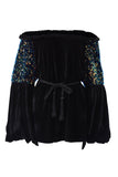 Velvet Top with Sequins Women Blouses Mays Fashion 