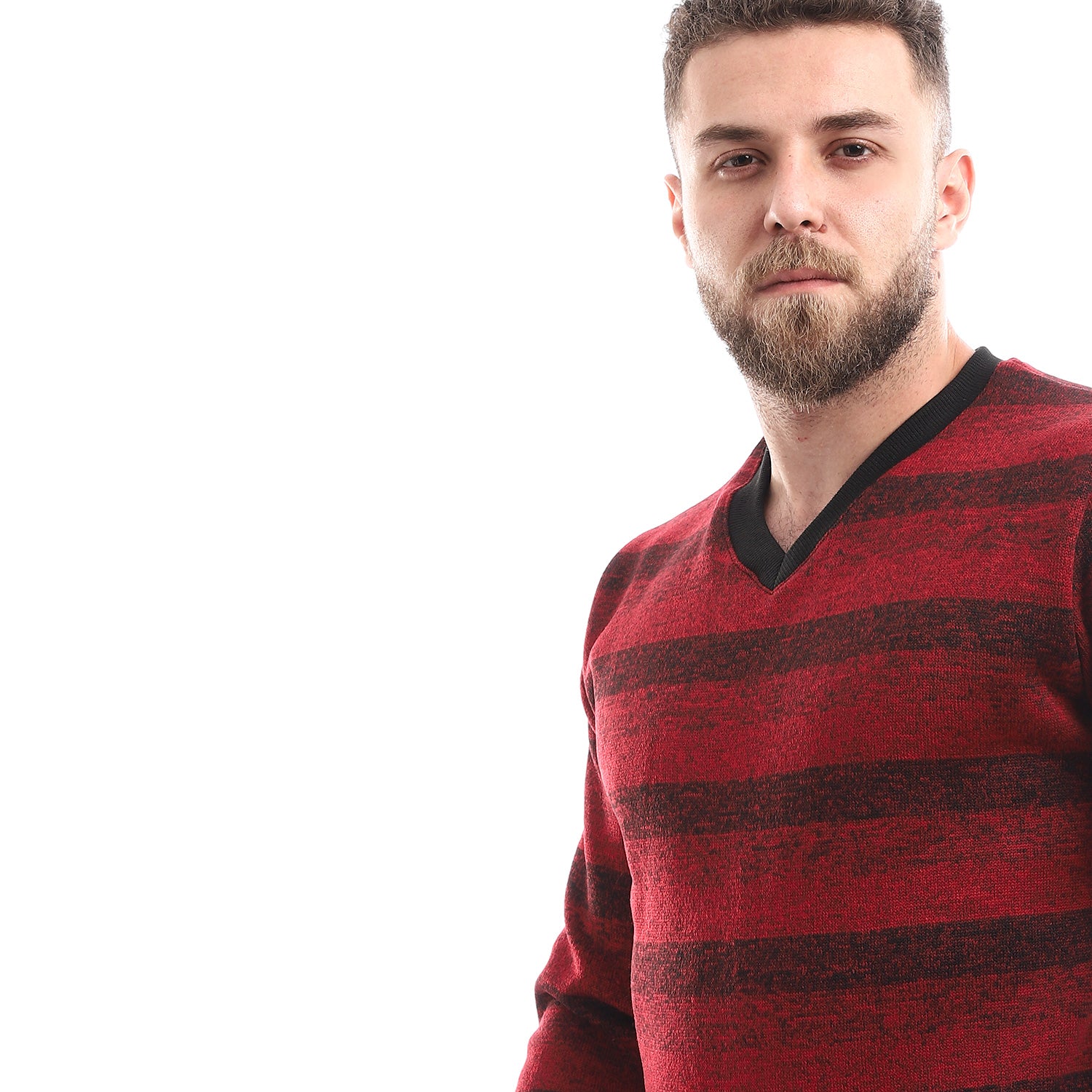 Casual Striped V-Neck Sweatshirt