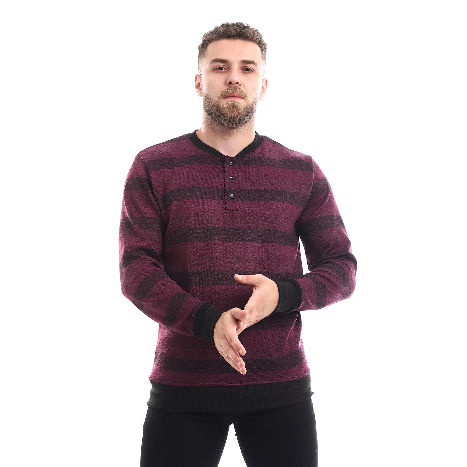 Striped Round Slip On Sweatshirt