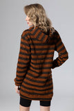 Wild Striped Velvet Long Hoodie