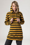 Wild Striped Velvet Long Hoodie - Kady